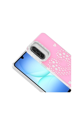 Samsung Galaxy Uyumlu A26 Kılıf Damla Taşlı Zore Rivas Sert Pc Kapak - Pembe