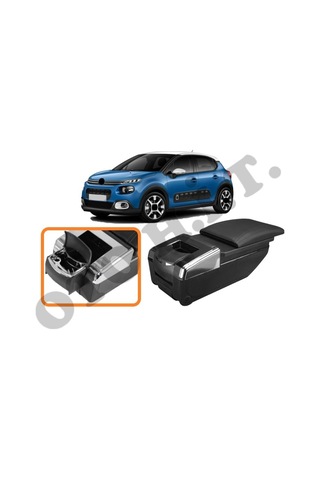 Citroen C3 16 Üzeri Uyumlu Bardaklıklı Lüks Kol Dayama Kolçak Siyah İthal.