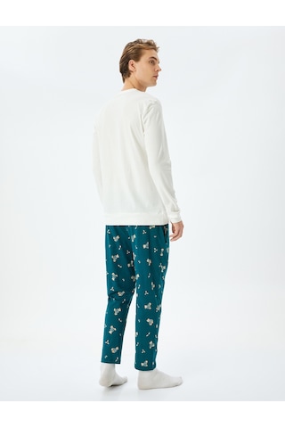 Koton Yılbaşı Temalı Ayıcık Desenli Bol Kalıp Örme Pijama Takımı Yeşil Desenli 5wlm40022mk Yeşil