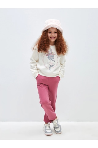 LC Waikiki Lcw Kids Beli Lastikli Basic Kız Çocuk Jogger Eşofman Altı Gülkurusu