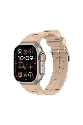 Apple Uyumlu Watch Ultra 49mm Krd-92 Silikon Kordon Açık Kahve