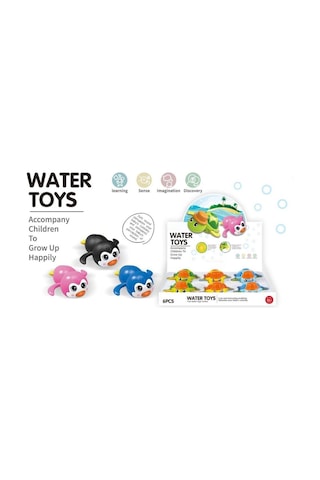 1 Adet Kurmalı Yüzen Penguen Banyo Küvet Havuz Deniz Oyuncağı 12 Cm.