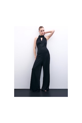 Sateen Kolsuz Parlak Tulum - Siyah-135878 Siyah