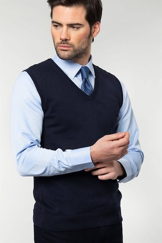 Tudors Slim Fit Dar Kesim V Yaka Kendinden Desenli Erkek Süveter-19144