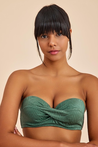 Bali Yeşil Balenli Dolgulu Straplez Push-up Bikini Üst Yeşil