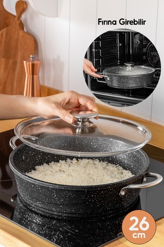 Tencere Ve Tava Seti Granit Döküm Pilav Tenceresi Ve Döküm Tava Seti 26 Cm
