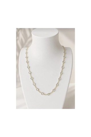 Lunarie Kalp Taşlı Vintage Y Kolye 14k Gold Beyaz Kristal Zirkon Altın