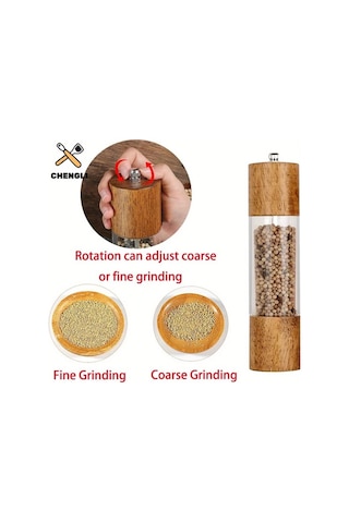 Honeybeeshop Ahşap Tuz Ve Biber Değirmeni Seti 20.32 Cm 2 Adet Manuel 8 İnç Ayarlanabilir Kaba İnce Öğütme Mutfak Baharat Öğütücü
