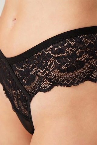 Cottonhill Dantelli Transparan Kadın Brezilya Külot Siyah