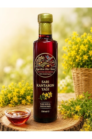 Egeden Her Yere Sarı Kantaron Yağı 1 Yıl Bekletilmiş Cam Şişe 250 ML