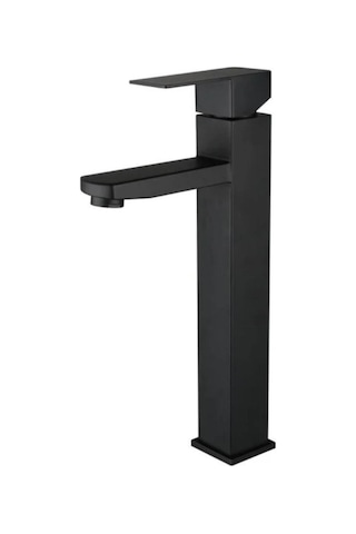 İsaoğlu Yapı Çanak Lavabo Bataryası Siyah Lavabo Musluğu Mat Siyah Kare Çanak Bataryası Siyah