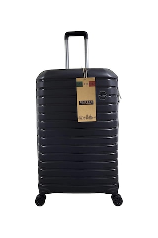 Oleets Büyük Boy Polipropilen Süper Esnek Kırılmaz Tekerlekli Valiz Bavul Siyah