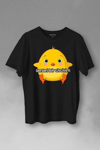 Ben Serseri Bir Civcivim Tavuk Sarı Civciv Baskılı Tişört Unisex T-shirt 001