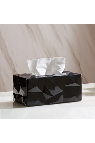 Wezone Ev Otel Masaüstü Kullanıma Uygun Modern Minimalist Desenli Siyah Melamin Havlu Kutusu 30 Adet Paket Siyah