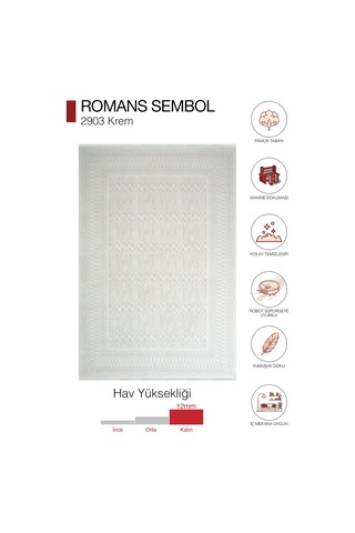 Romans Sembol 2903 Krem Sade Akrilik Pamuk Tabanlı Modern