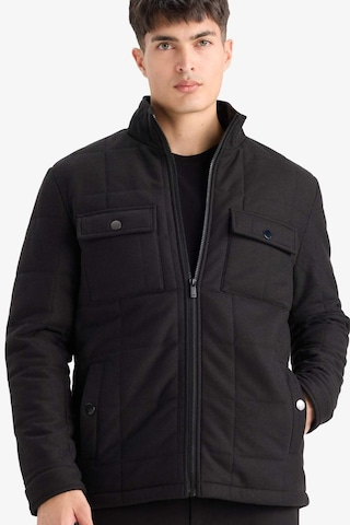 Defacto Slim Fit Dar Kesim Dik Yaka Astarlı Fermuarlı Cepli Kışlık Şişme Penye Mont E7888ax25aubk27 Siyah