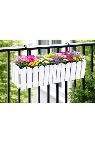 Omnipazar Ozn-616 Efes Askılı Balkon Saksı Takımı 9 Litre No:2 Beyaz
