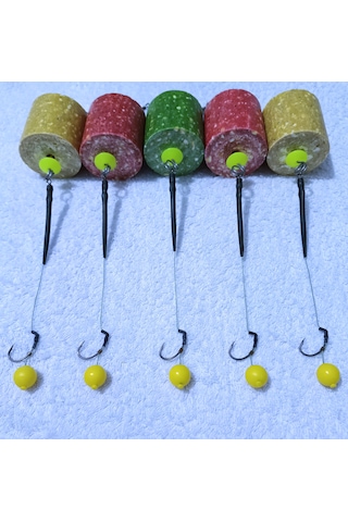 5 Adet Küspe'li Yüzen 14 Mm Sarı Boncuk'lu Sazan Rig Takımı