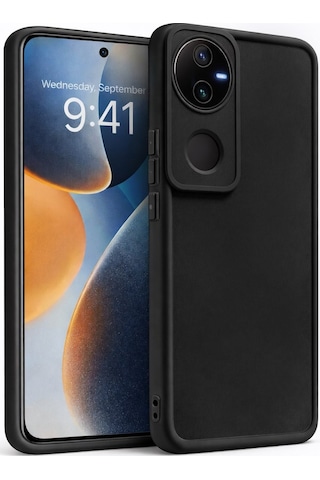 Vivo V50 Uyumlu Kamera Çıkıntılı Mat Silikon Telefon Kılıfı Siyah