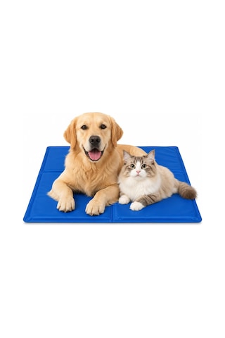 Kedi Ve Köpek Serinletici Matı - 90 X 50 Cm Basınçla Etkinleşen Jel Dolgulu Soğutucu Minder - Katlanabilir Taşınabilir Evcil Hayvan Yatağı - Ev Araç Kafes Kulübe Seyahat İçin - Mavi