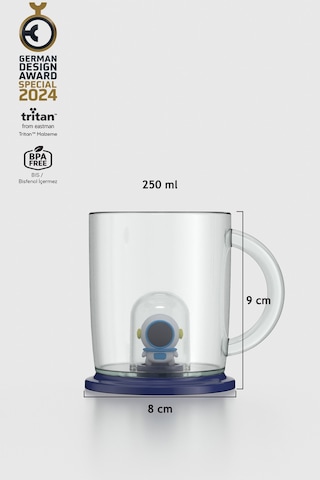 Renga Joy Astronot Figürlü 250 Ml Kulplu Tritan Bardak 222059 Mavi Mavi
