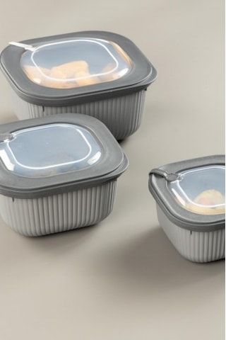 Kare 3 Parça Vakumlu Sızdırmaz Hava Almaz Saklama Kabı Seti Füme 1800/1100/600 Ml Diğer