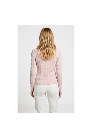 Youknitwear You Riviera %100 Pamuk Polo Yaka Kadın Kazak Pembe