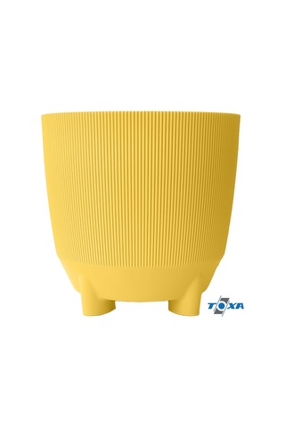 Luna Saksı Çizgili Dekoratif Ayaklı 4 Adet, Karışık, 5 Litre