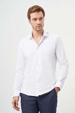 Morven Erkek Beyaz Basic Düz Desen İtalyan Yaka Slim Fit Gömlek 25mc004008600 Beyaz