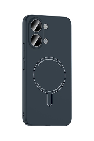 Poco X8 Pro Max Kılıf M-safe Şarj Özellikli Kamera Korumalı Zore Elio Sert Pc Kapak - Lacivert