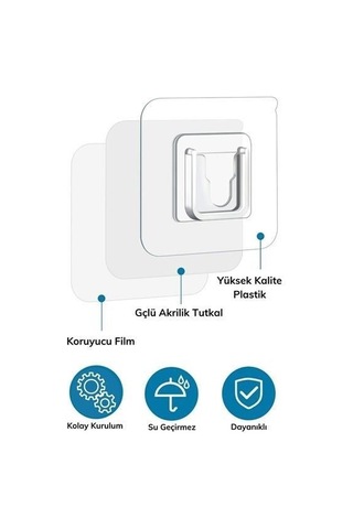 Çift Taraflı Yapışkanlı Geçmeli Klips 10 Adet Eşya Sabitleme Askısı Şeffaf Duvar Kancası - Mm82yt2268yu