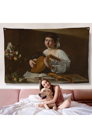 Caravaggio - Latva Çalan Kadın Duvar Örtüsü-7143
