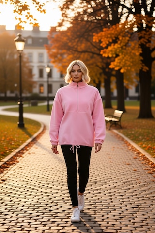 Benerly Kadın Dik Yaka Fermuarlı Polar Regular Kalıp Sweatshirt Fonksiyon Açık Pembe
