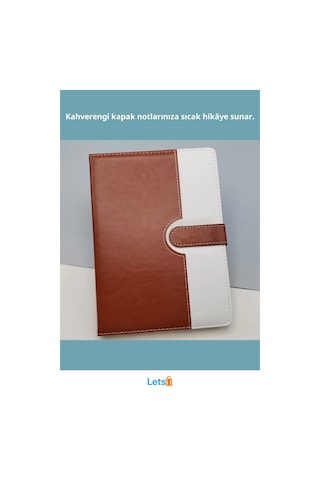 Kahverengi Beyaz Mıknatıslı Termo Deri A5 Tarihsiz Ajanda Defter Çok Renkli