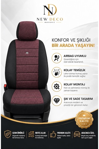 Seat İbiza Hatchback 2009-2012 Uyumlu Oto Koltuk Kılıfı Tam Set Airbag Uyumlu 4 Mevsim Cotfit Serisi 67501079
