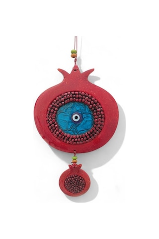 Dekoratif Canlı Renk İkili Nar Figürlü Duvar Süsü Nazarlık Zarif Ev Ve Bahçe Dekorasyonu İçin Şık Aksesuar