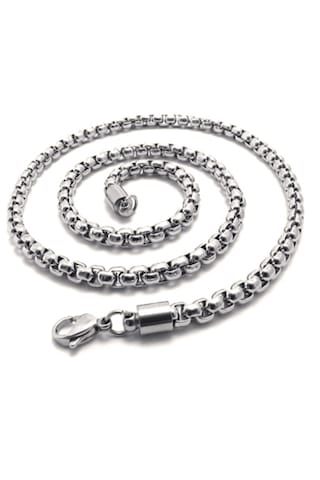 Gümüş Renk Iç Içe Geçmeli Arnavut Asansör Unisex Erkek Çelik Kolye Gümüş