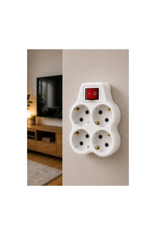 Kablosuz Duvar Tipi 4 Lü Priz Çoğaltıcı Açma Kapama Anahtarıyla Belirtilmemiş 1 - 10 M