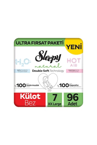Sleepy Natural Double Soft Ultra Fırsat Paketi Külot Bez 7 Numara Xxlarge 96 Adet