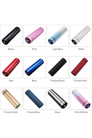 Ulzyvf 480ml Akıllı Termos: 24 Saat Sıcak/soğuk, Led Ekranlı, Sızdırmaz Paslanmaz Çelik Su Şişesi Gümüş, Kullanıcı Dostu Tasarım Gümüş