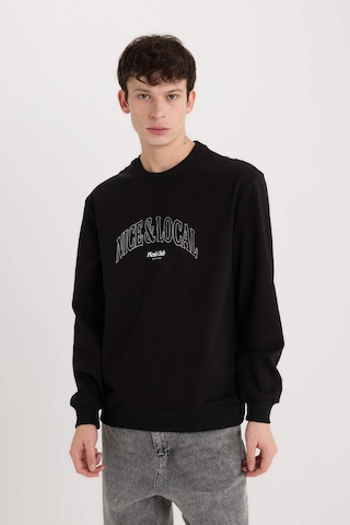 DeFacto Regular Fit Bisiklet Yaka Baskılı Sweatshirt E3205AX24WNBK81 Siyah