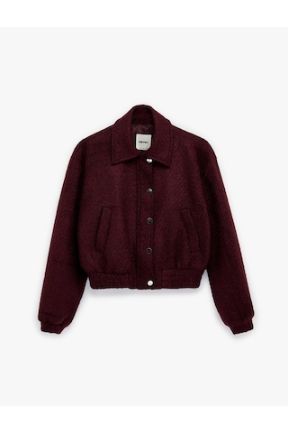 Koton Uzun Kollu Fermuarlı Cepli Tüvit Bomber Ceket Bordo 6sak50045pw Bordo
