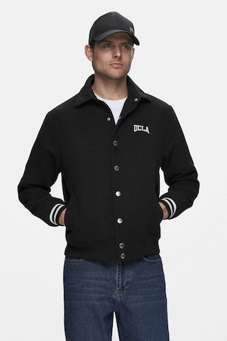 Keane Siyah Kaşe Kolej Ceket Çıtçıtlı Standard Fit Erkek Ceket Siyah