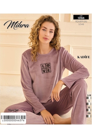 Mihra Kadın Kışlık Bisiklet Yaka Kadife Pijama Takımı 13166l - 1 Adet Lila