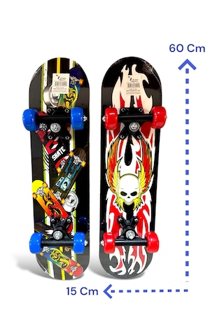 Başlangıç Kaykay 60 Cm Tahta Gövde Çocuk Kaykayı Çok Renkli