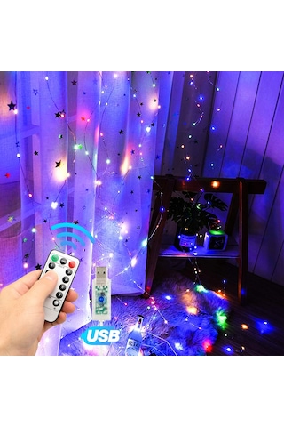 Vıp Usb 3x2 Salkım Gün Işığı + Renkli Led Işık Su Geçirmez Dış Mekan Işığı 200 Micro Dökme Led Işık Gün Işığı