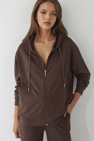 Hiccup Modal Touch Fermuarlı Kapşonlu Sweatshirt Kahve Kahvesi