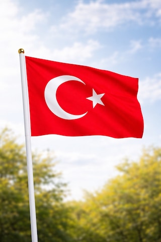 30x45 Cm Plastik Sopalı Alpaka Bez Türk Bayrağı Dayanıklı Kumaş,1 Adet El Bayrağı Tek Ebat