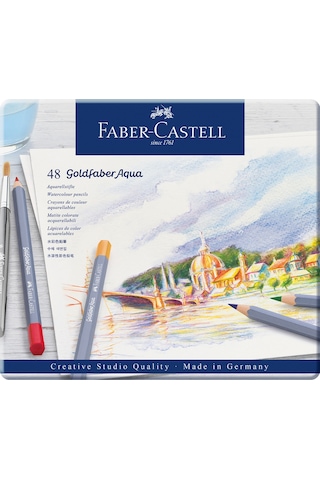 Faber-Castell Goldfaber Aqua Boya Kalemi 48 Renk, Suda Çözünebilir, Yüksek Pigmentli, Yumuşak ve Canlı Renkler