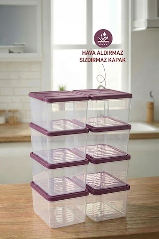 Selka Home 8 Adet Derin 1 Lt. Nora Organizer Buzdolabı Buzluk Düzenleyici Saklama Kabı